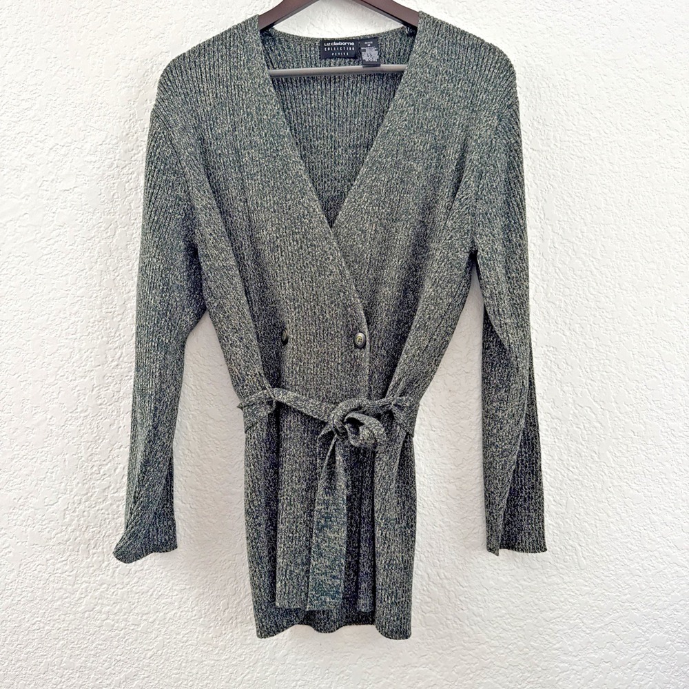 Vintage Liz Claiborne Collection Double-Breasted Belted Cardigan Jacket Size PM